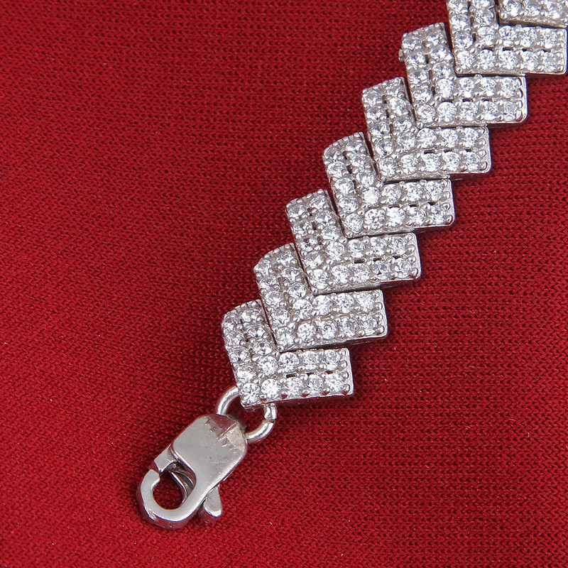 دستبند نقره زنانه مدل آبکاری رادیوم کد DP_605