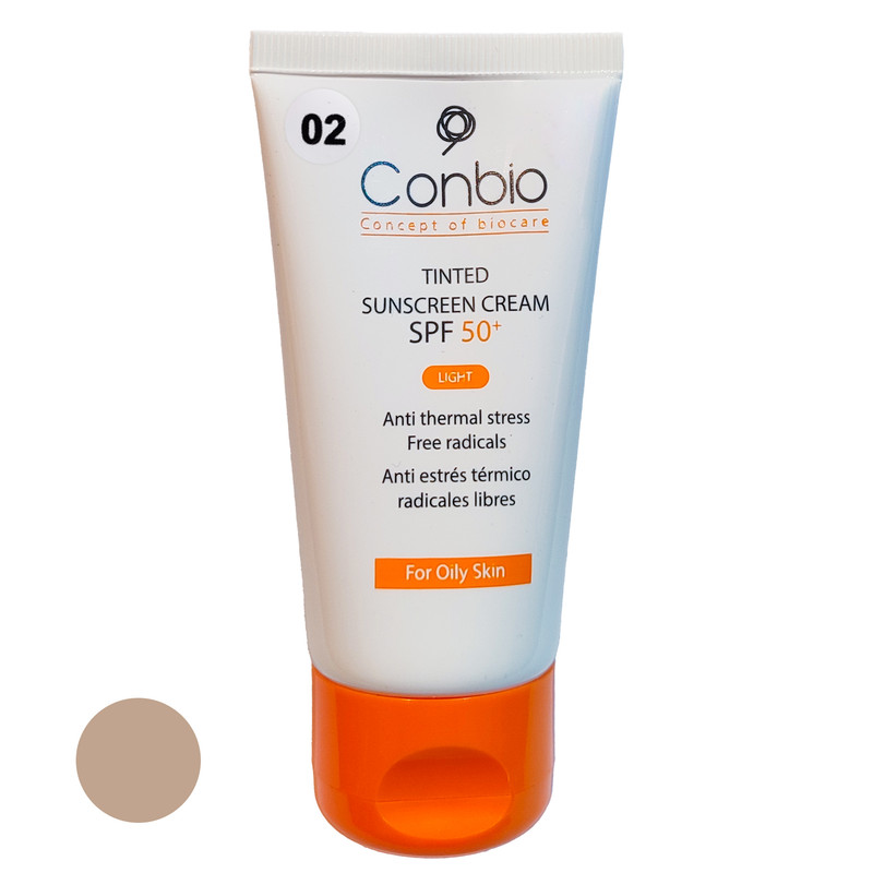  کرم ضد آفتاب رنگی کانبیو SPF 50 مدل 02 محافظ UVA،UVB مناسب برای پوست های چرب حجم 50 میلی لیتر