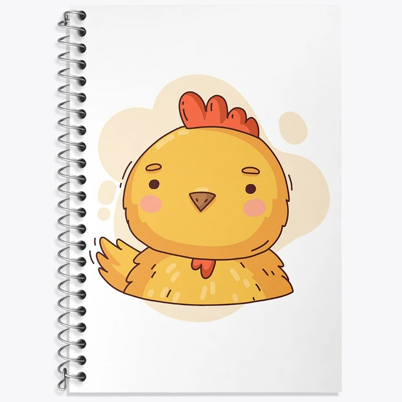 دفتر زبان 50 برگ خندالو مدل سه خط طرح جوجه حیوانات بامزه کد 37175