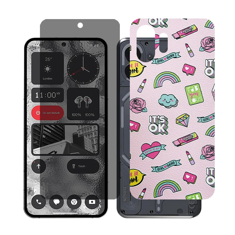 محافظ صفحه نمایش حریم شخصی گلس مدل Together مناسب برای گوشی موبایل ناتینگ 2 Phone به همراه برچسب پوششی پشت گوشی