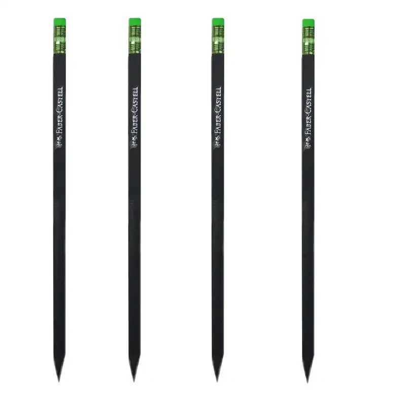 مداد مشکی فابر کاستل مدل پاک کن دار کد 007 بسته 4 عددی