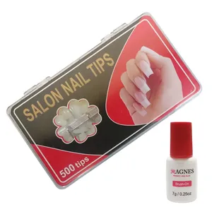 ناخن مصنوعی سالن مدل 001 مجموعه 500 عددی به همراه چسب ناخن مصنوعی اگنس مدل 025