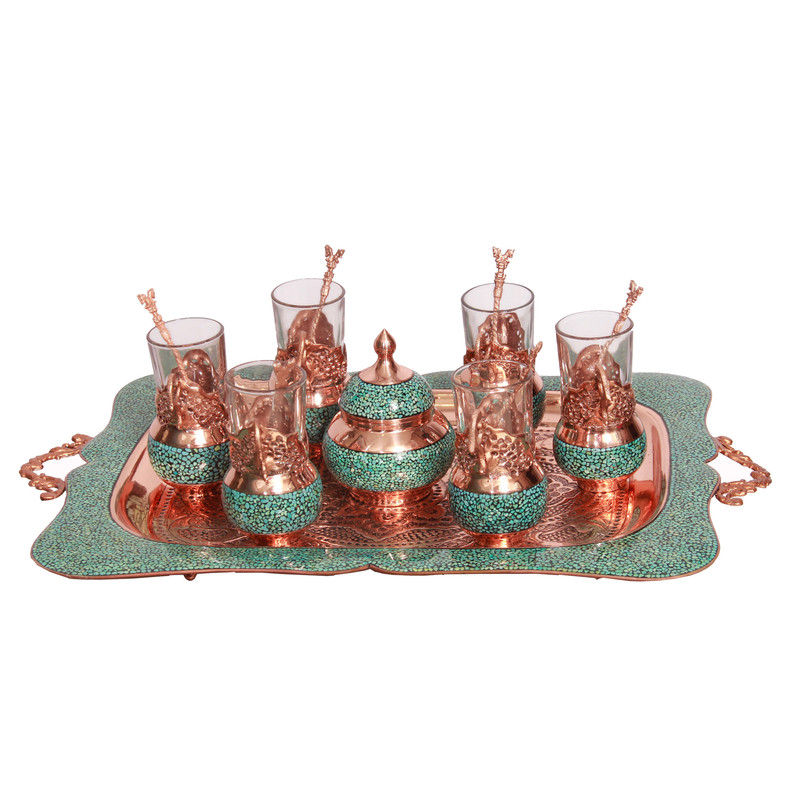 سرویس چای خوری 8 پارچه فیروزه کوبی کد 2326