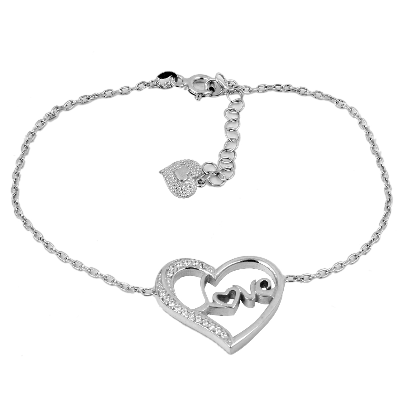 دستبند نقره مدوکلاس طرح love كد 180295
