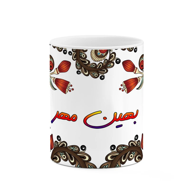 ماگ کاکتی مدل اسم بهین مهر طرح سنتی گل و بته کد mgh44264