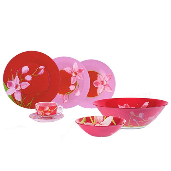سرویس غذاخوری 46 پارچه لومینارک مدل Red Orchis