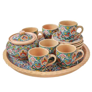 سرویس چای خوری 14 پارچه میناکاری کد 14