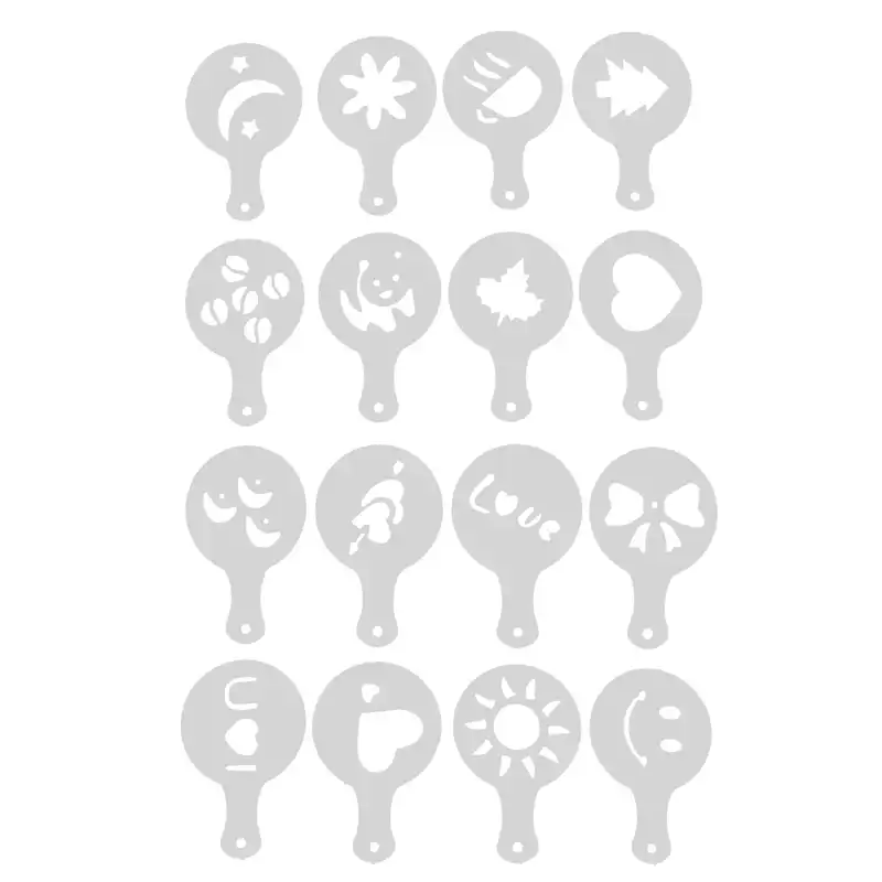 شابلون تزیینی قهوه مدل P-2 مجموعه 16 عددی