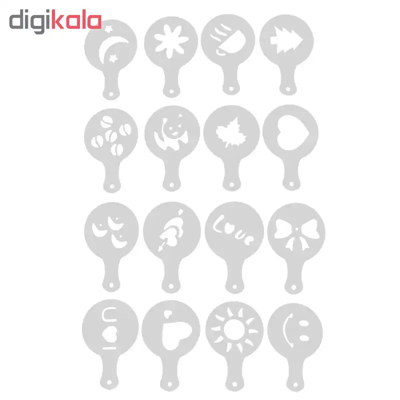 شابلون تزیینی قهوه مدل P-2 مجموعه 16 عددی