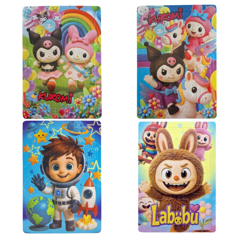 پازل 35 تکه مدل پشت وایت بردی طرح عروسکی مناسب برای 3 سال به بالا بسته 4 عددی