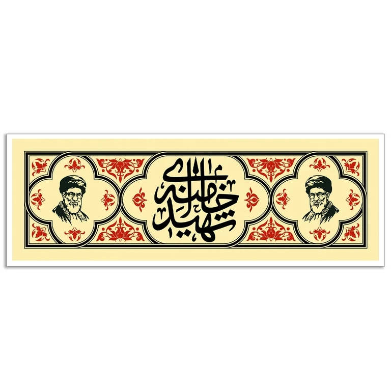 تابلو بکلیت طرح کتیبه رهبر شهید آیت الله سید علی خامنه ای مدل W-S10578 فریم سفید