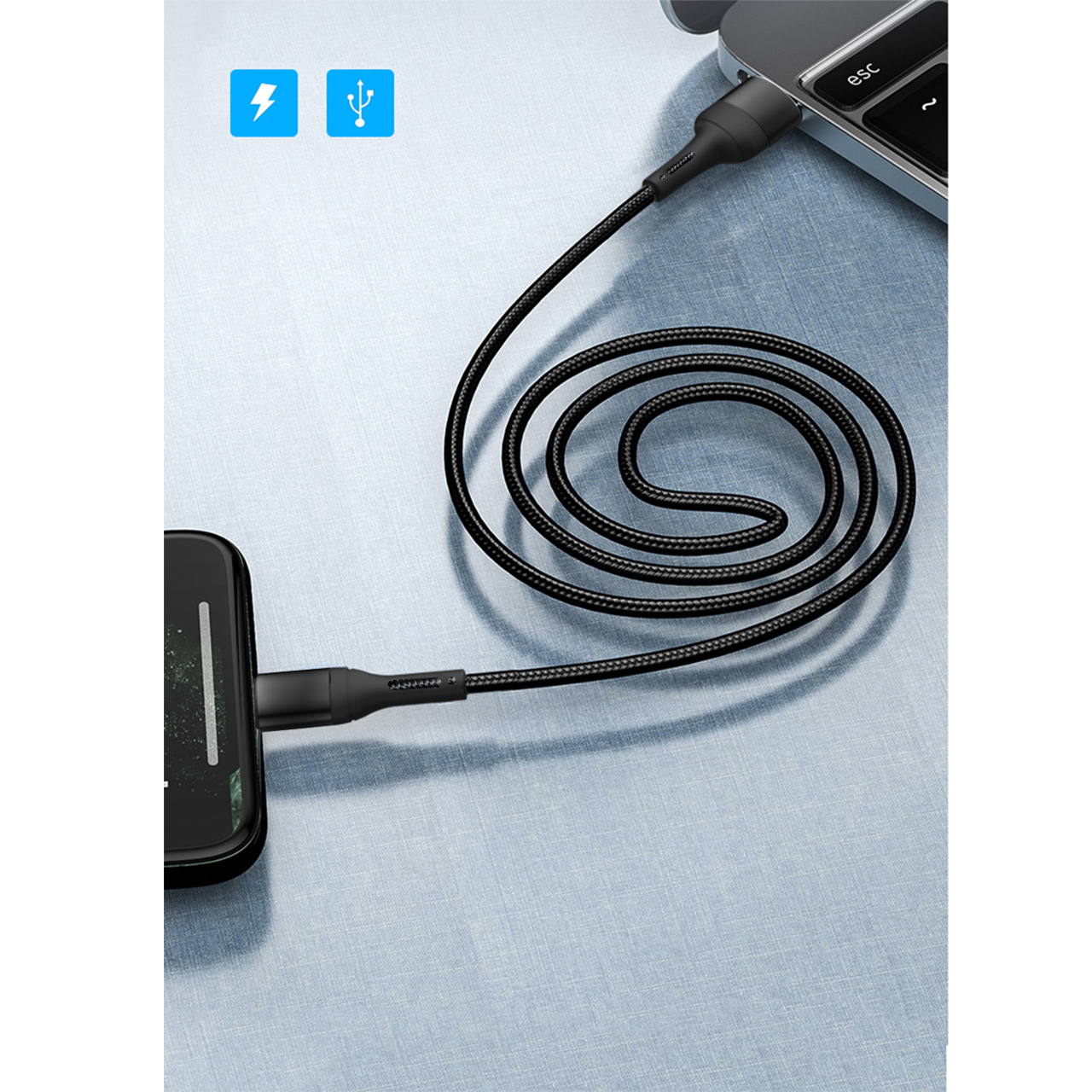 کابل تبدیل USB به USB-C پاواریال مدل DC183C  طول 1 متر