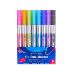 ماژیک مدل outline marker طرح حاشیه دار بسته 8 عددی