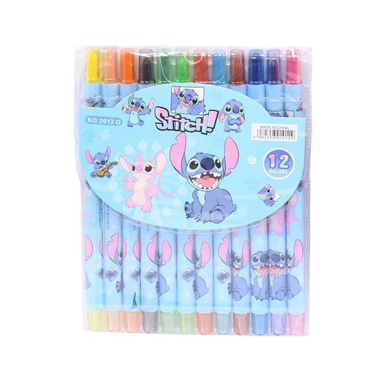 مداد شمعی 12 رنگ مدل استیچ کد HANJ