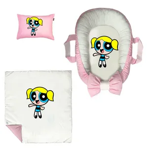 سرویس خواب سه تکه نوزاد ناریکو مدل گارد محافظ دار طرح کارتونی دختر بچه کد 0629