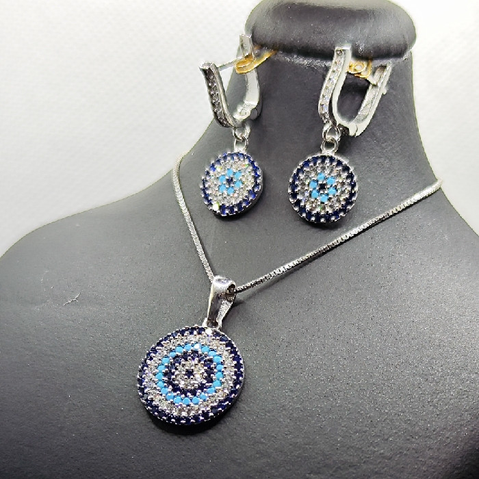 نیم ست نقره زنانه مدل چشم نظر کد 5882