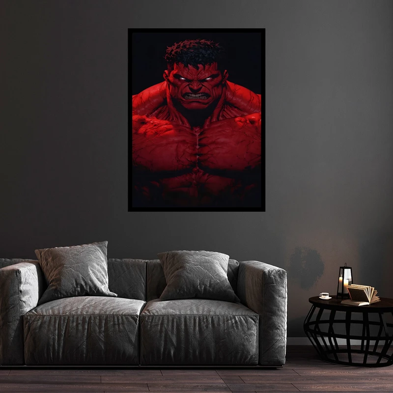 تابلو بکلیت طرح شخصیت سینمایی و سریالی هالک مدل B-bu5697 فریم مشکی