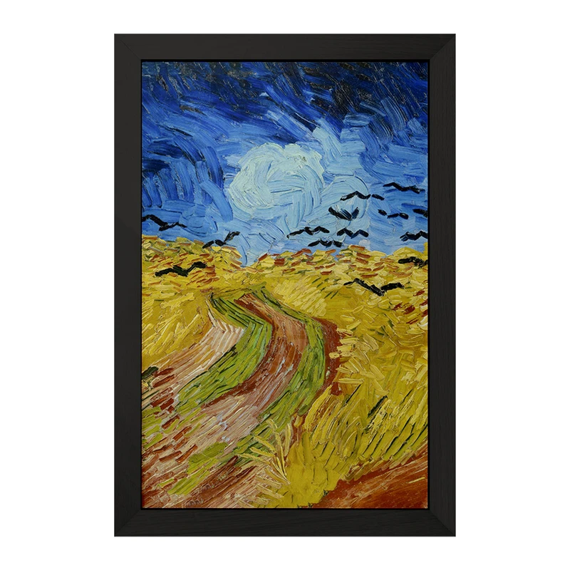 تابلو خندالو مدل مزرعه گندم با کلاغ ها ونسان ونگوگ (Van Gogh) کد 36802