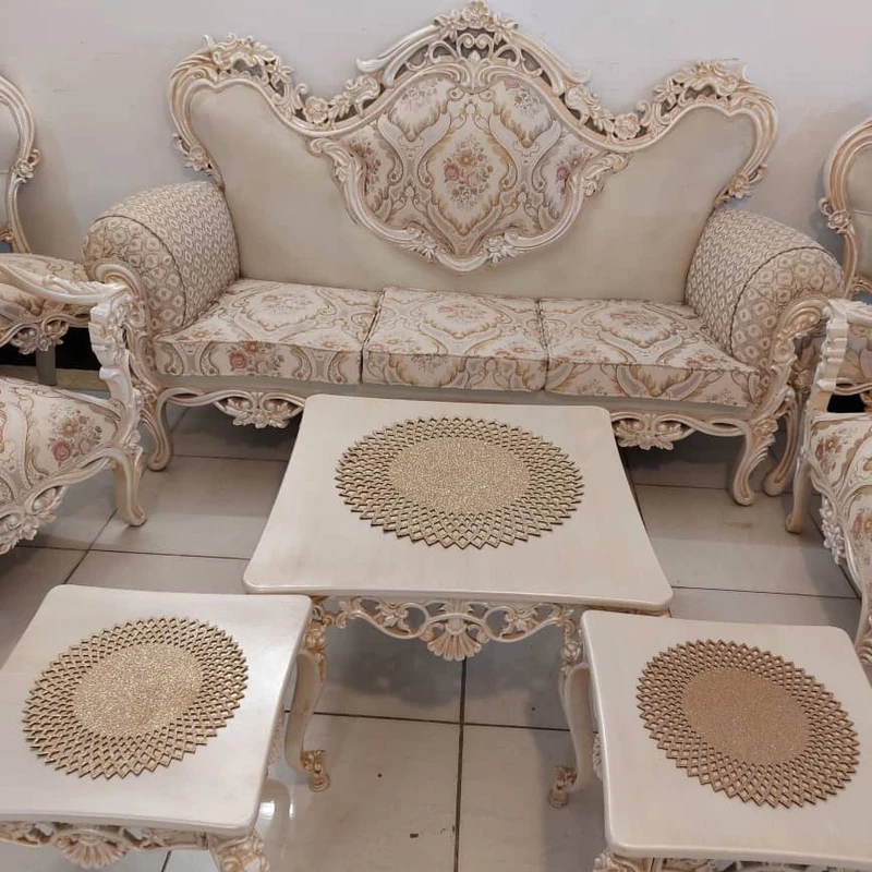 عکس شماره 5 : ست رومیزی 3 تکه مدل اکلیلی طرح آفتابگردان کد 5331