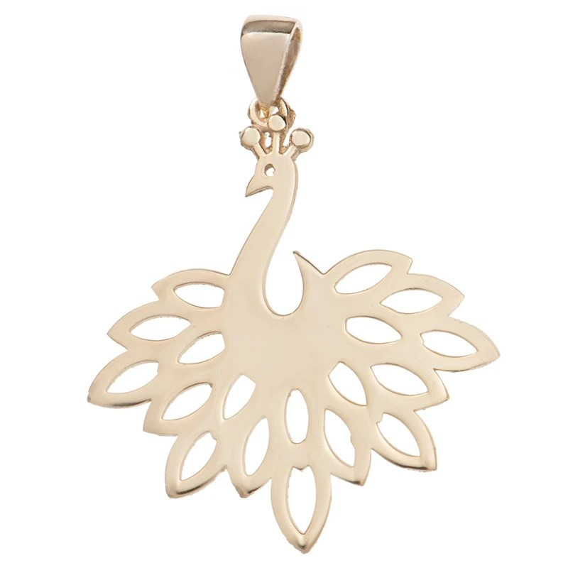 آویز گردنبند طلا 18 عیار زنانه نیکان گلد مدل طاووس