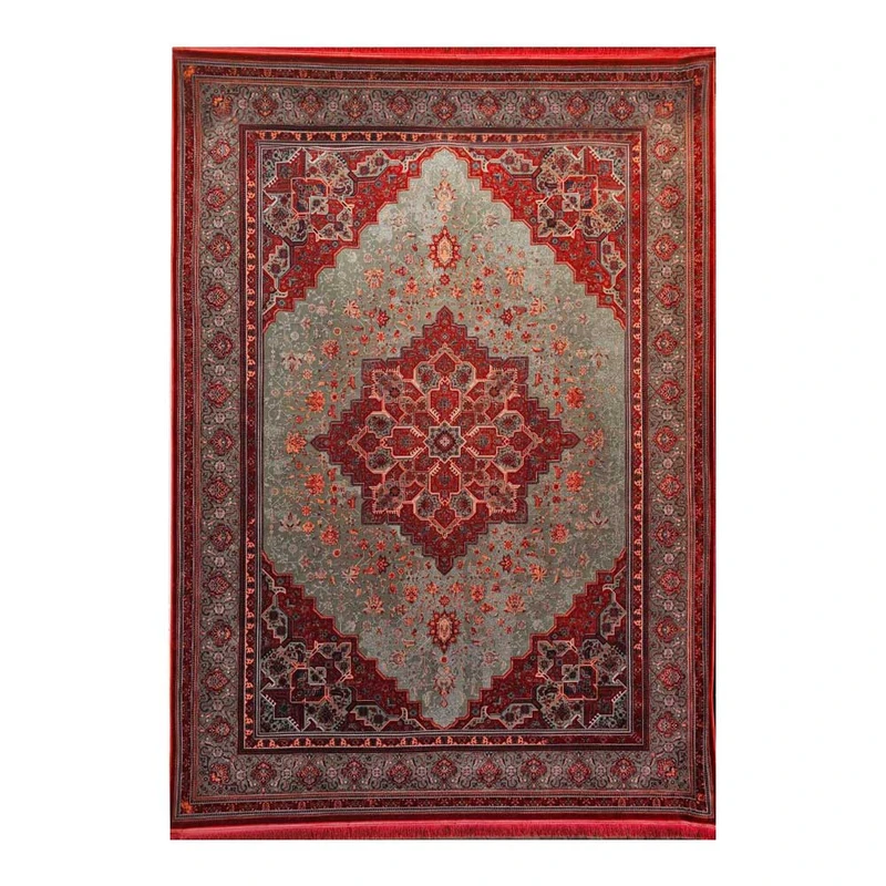 فرش ماشینی 1200 شانه زمینه طوسی حاشیه لاکی مدل آوانگارد طرح هریسا