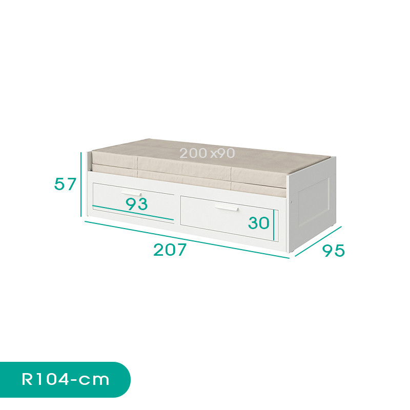 تخت خواب یک نفره اسمردیس مدل R104 سایز 90 × 200 سانتی متر