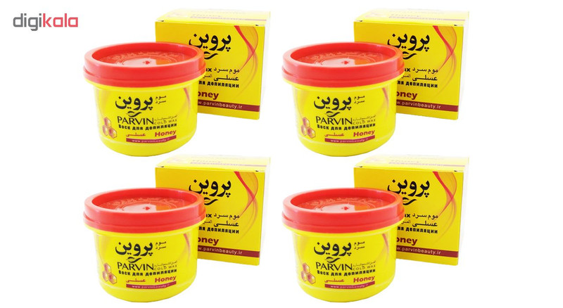 موم سرد پروین مدل Honey حجم 300 گرم همراه با کاردک، پد و کرم نرم کننده و مرطوب کننده بسته 4 عددی
