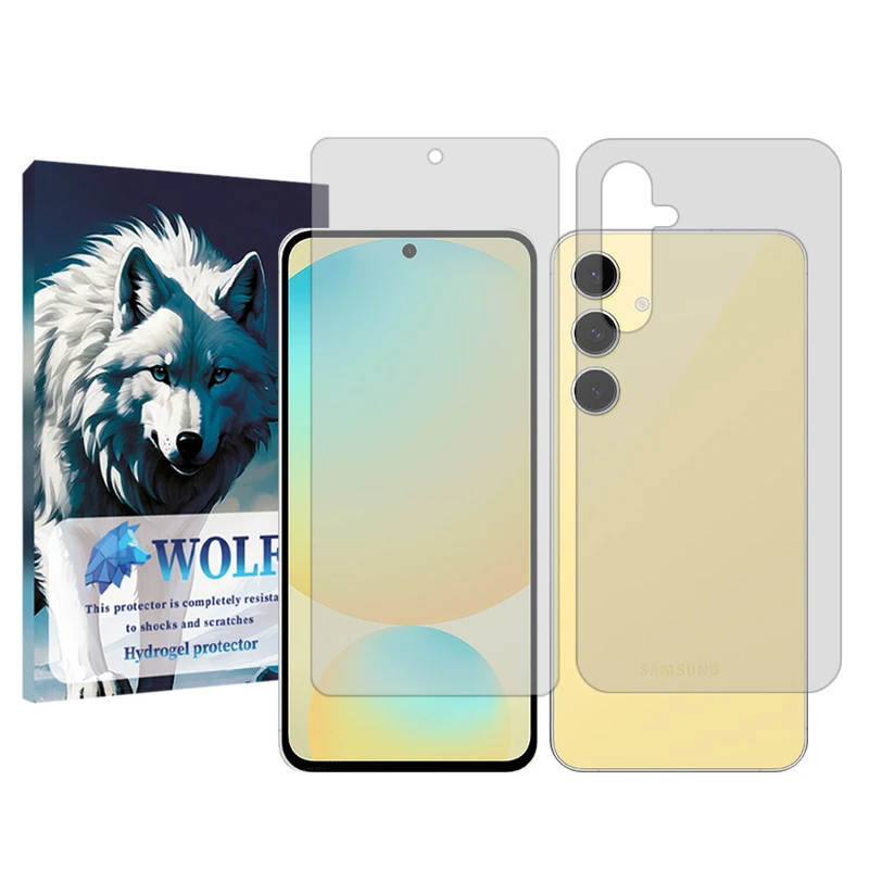 محافظ صفحه نمایش شفاف ولف مدل Tough مناسب برای گوشی موبایل سامسونگ Galaxy S24 FE به همراه محافظ پشت گوشی