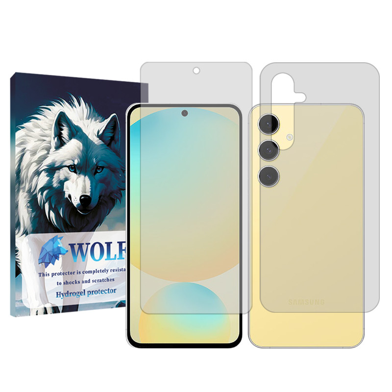 محافظ صفحه نمایش شفاف ولف مدل Tough مناسب برای گوشی موبایل سامسونگ Galaxy S24 FE به همراه محافظ پشت گوشی