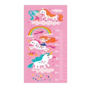 استیکر دیواری کودک مدل اندازه گیری قد طرح Girl and unicorn