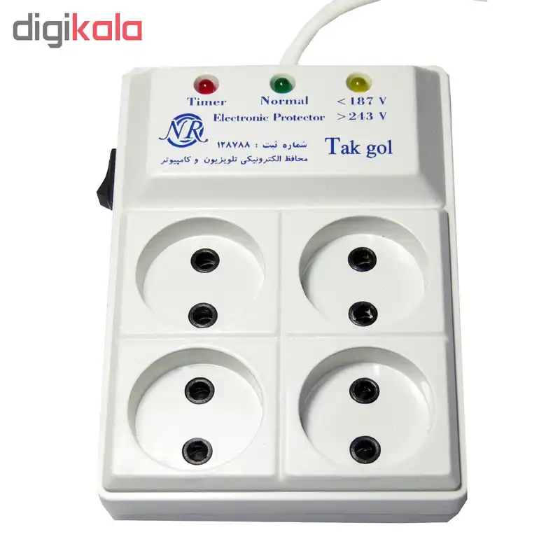 محافظ ولتاژ و چند راهی برق تک گل مدل Electronic 4 Sochets