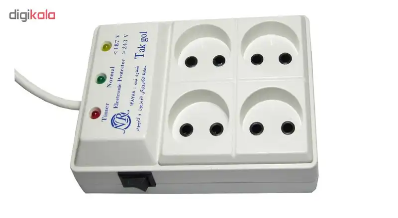 محافظ ولتاژ و چند راهی برق تک گل مدل Electronic 4 Sochets