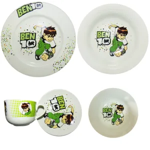 ست ظرف غذا کودک 5 تکه چینی مدل BEN 10 به همراه جا کلیدی برج ایفل هدیه