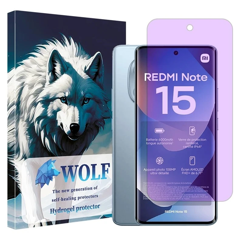 محافظ صفحه نمایش آنتی پرپل ولف مدل هیدروژلی مناسب برای گوشی موبایل شیائومی Redmi Note 15 4G