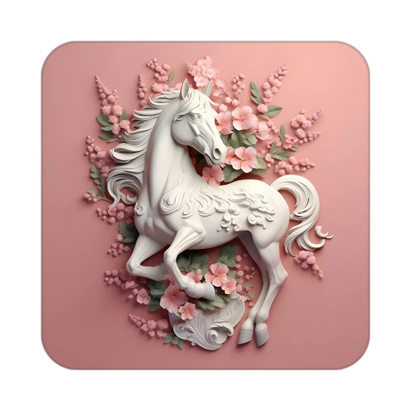 زیر لیوانی کاکتی طرح اسب تک شاخ و یونیکورن مدل mp33497
