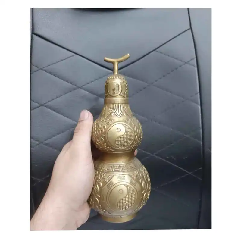 دکوری برنجی مدل فلاسک طرح گوی و گل کد A1 بسته دو عددی