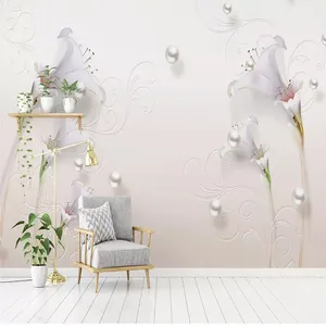 پوستر دیواری سه بعدی مدل گل شیپوری زمینه مروارید DVRF1549
