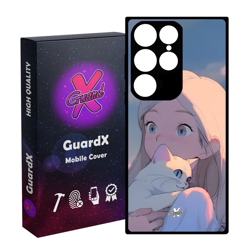 کاور گارد ایکس طرح دختر گربه مدل Glass10661 مناسب برای گوشی موبایل سامسونگ Galaxy S24 Ultra