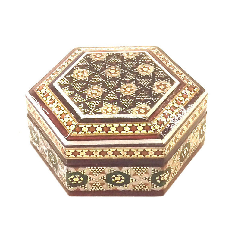 جعبه خاتم لوح هنر طرح شش ضلعی کد 1014 سایز 5×12×12