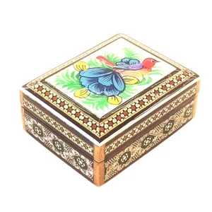 جعبه خاتم لوح هنر طرح گل و مرغ کد 1015 سایز 5×12×12