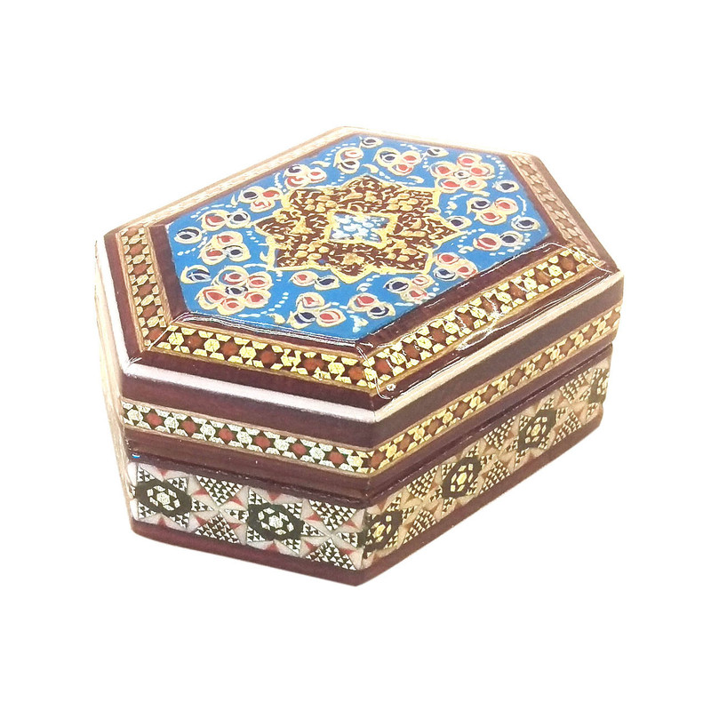جعبه خاتم لوح هنر طرح شش ضلعی کد 1016 سایز 5×12×12
