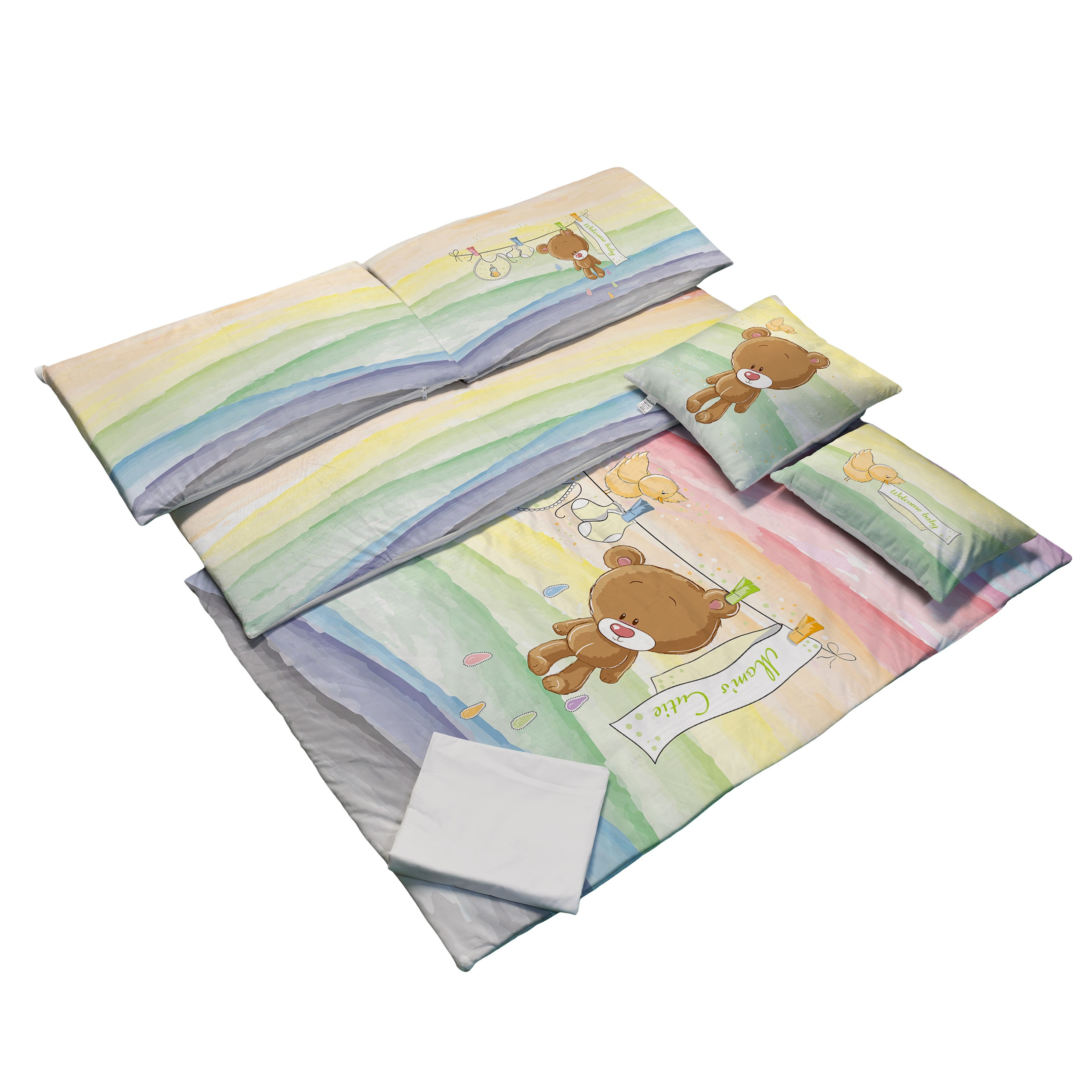 سرویس روتختی 7 تکه کودک مامزکیوتی مدل رنگین کمان SK10