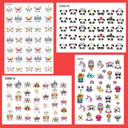 استیکر طراحی ناخن مدل فانتزی طرح یونیکورن کد D مجموعه 4 عددی