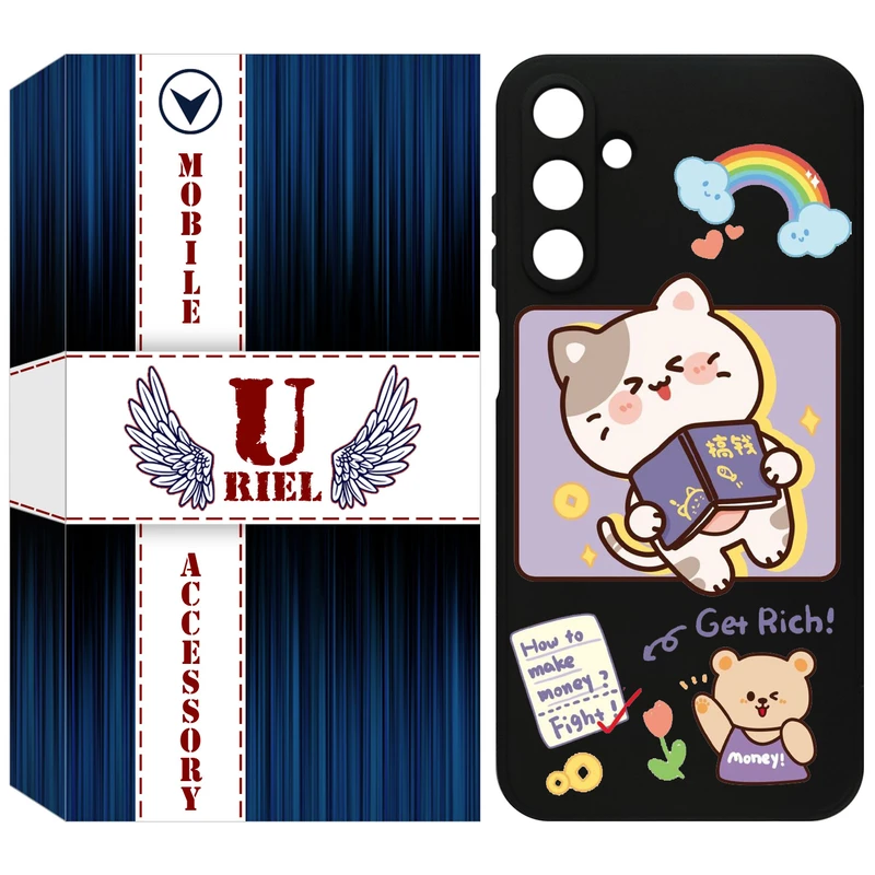 کاور یوریل قاب مدل KSH کد 12 طرح گربه مناسب برای گوشی موبایل سامسونگ Galaxy A15