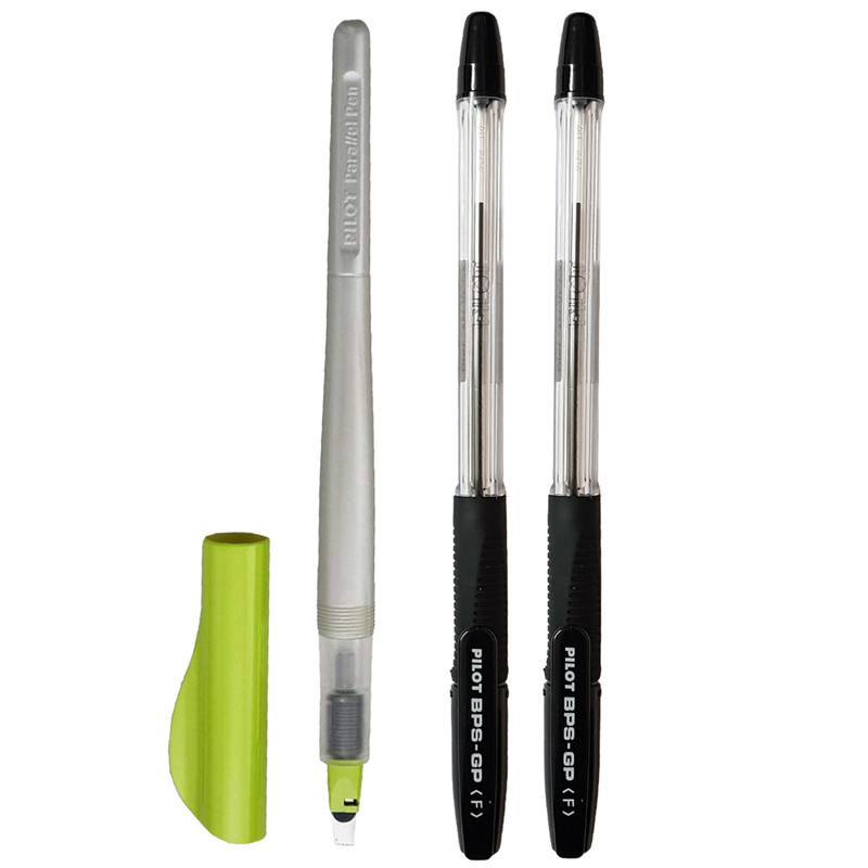 قلم کالیگرافی پایلوت مدل پارالل با نوک نوشتاری 3.8 میلی متری به همراه بسته دوعددی خودکار پایلوت BPS-GP