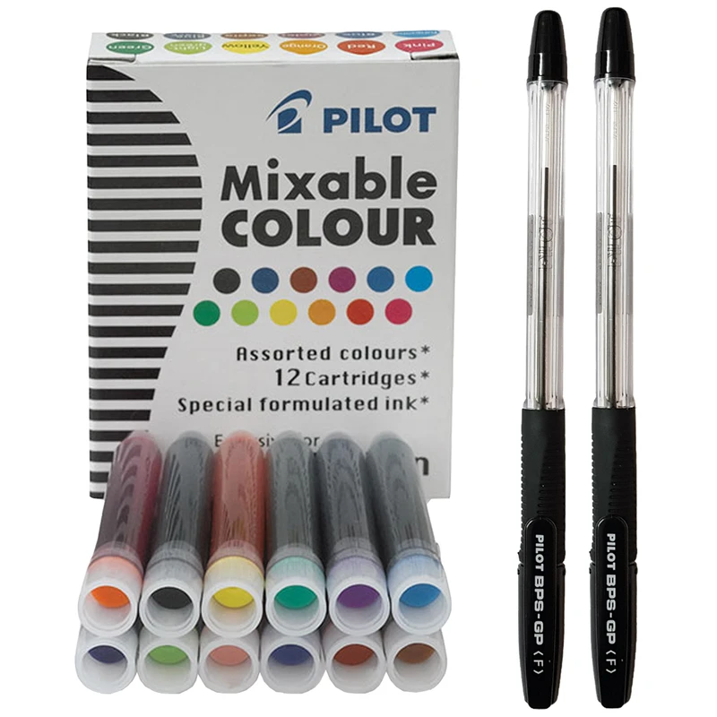 جوهر یدک قلم کالیگرافی پایلوت مدل Mixable Colour به همراه بسته دوعددی خودکار پایلوت BPS-GP