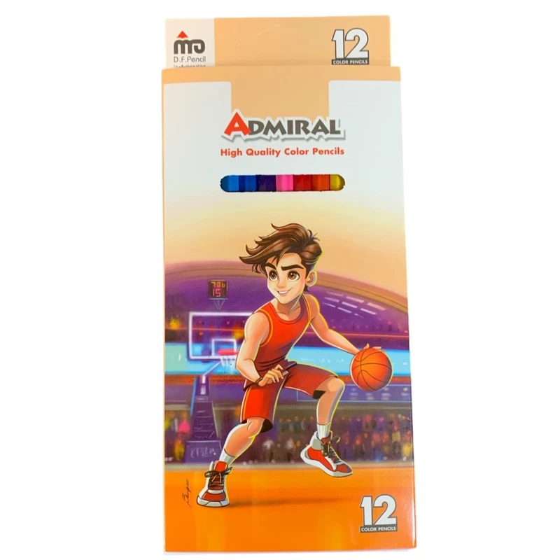 مداد رنگی 12 رنگ آدمیرال مدل MDF طرح بسکتبال