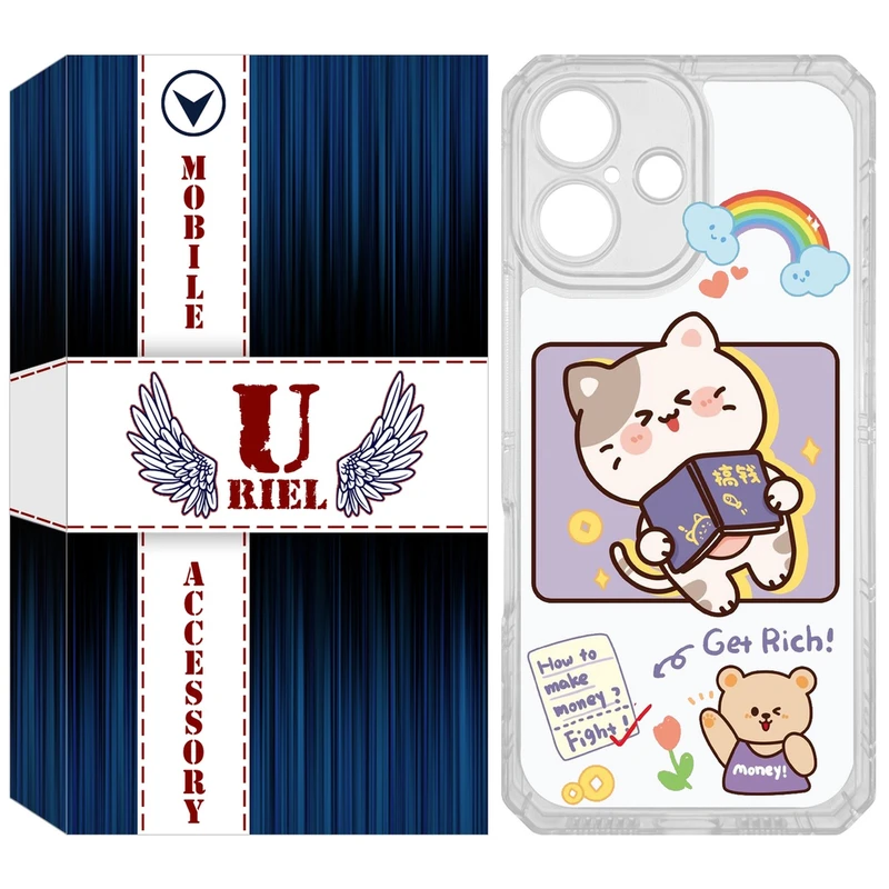 کاور یوریل مدل Clear کد 12 طرح گربه مناسب برای گوشی موبایل اپل iPhone 16