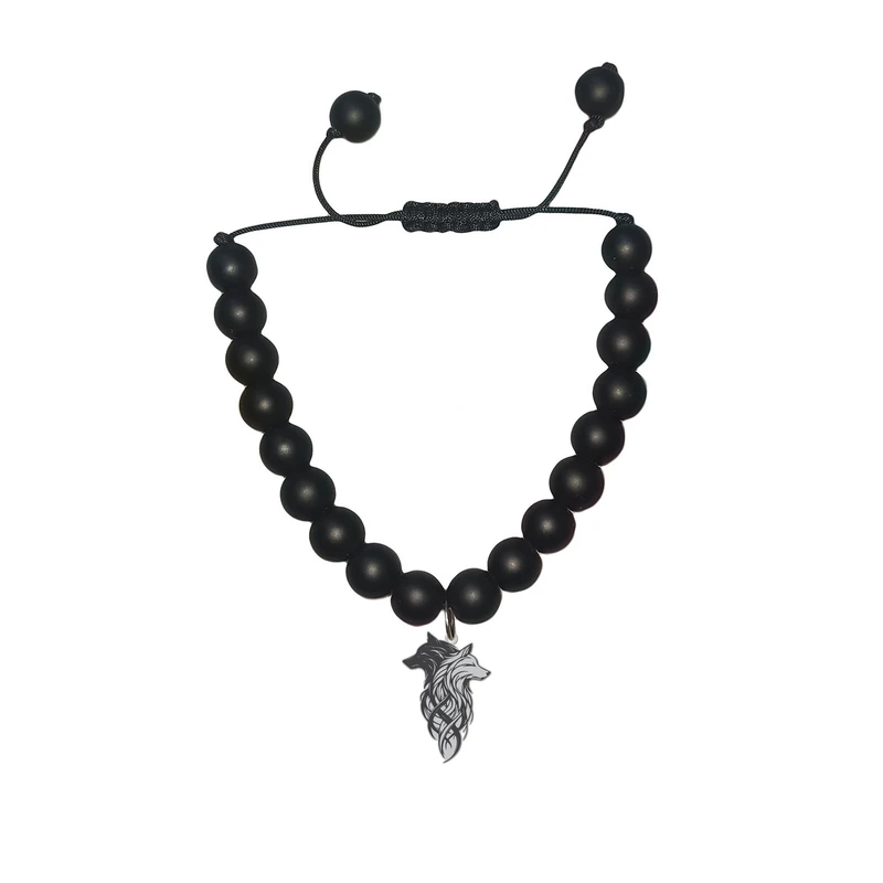 دستبند مهره‌ای هایکا مدل رخ گرگ کد am.jh 136