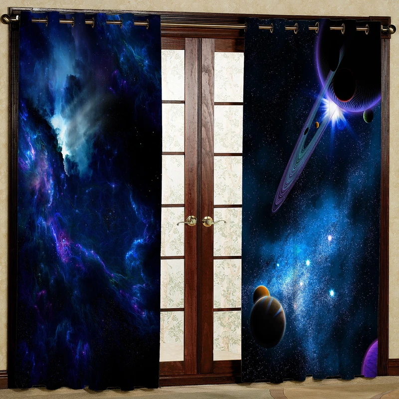  پرده مدل کهکشان سیاره ها هازان پانچی کد 4524 سایز 140x200 سانتی متر